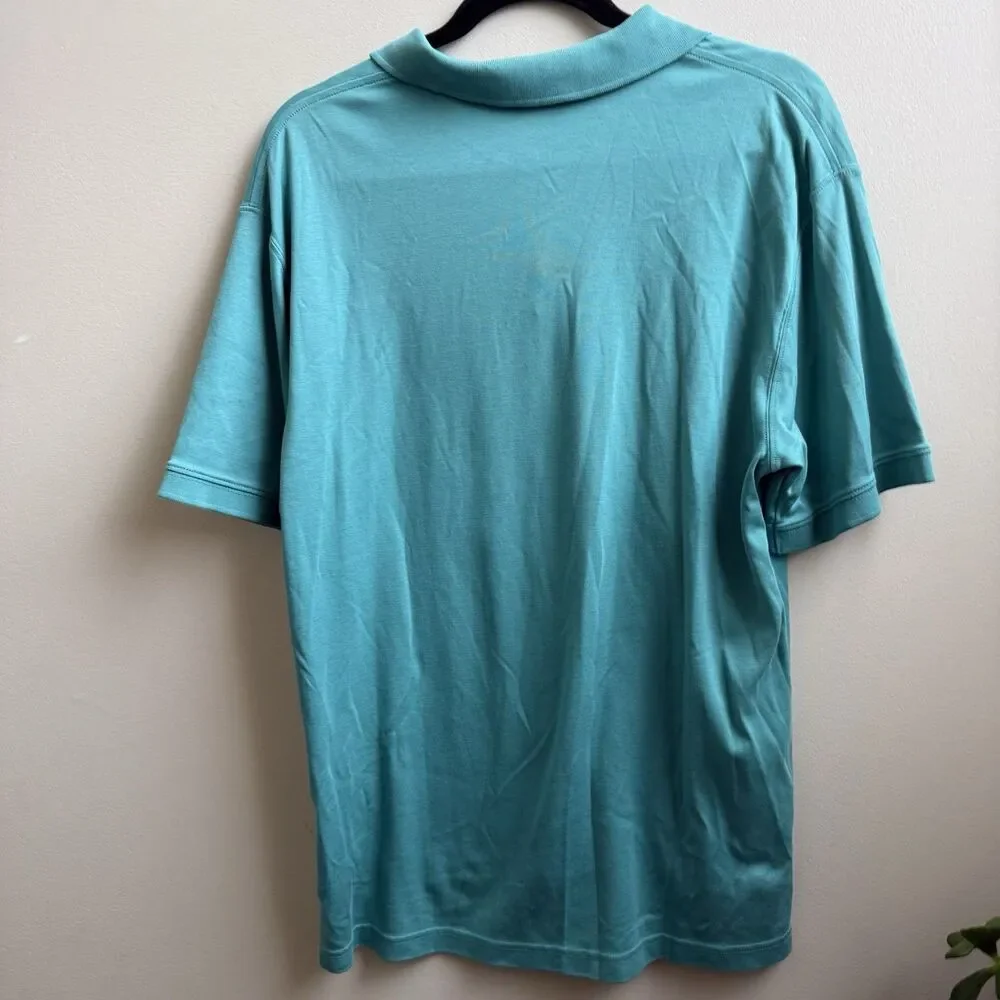 LL Bean Turquoise Blue Green Preppy Polo Shirt Men’s Size Medium
